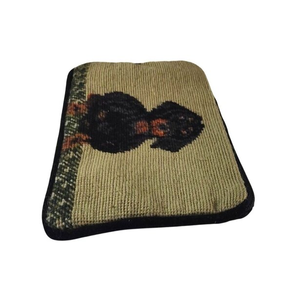 Dachshund Needlepoint Zip Pouch 100% Wool On 100% Cotton Canvas - Picture 8 of 12